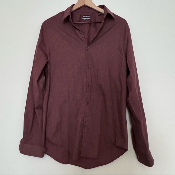 Van Heusen Dark Red Casual Button-Down Shirt - Picture 1 of 10